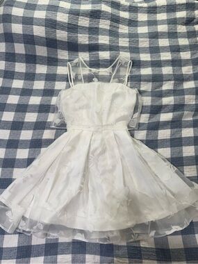 Snidel White Sheer Floral Organza Party Mini Dress | Size 0 | Coquette
